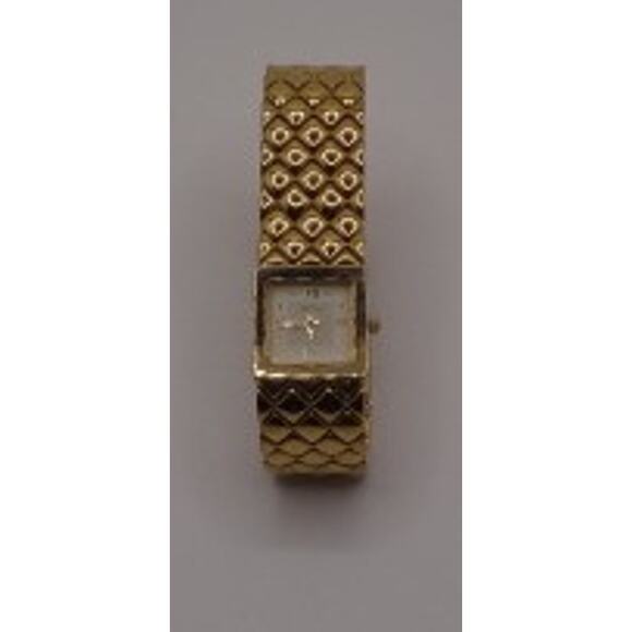 Vintage Jones Wear Gold-tone Quilted Bracelet Watch with Roman Numerals - Picture 1 of 5